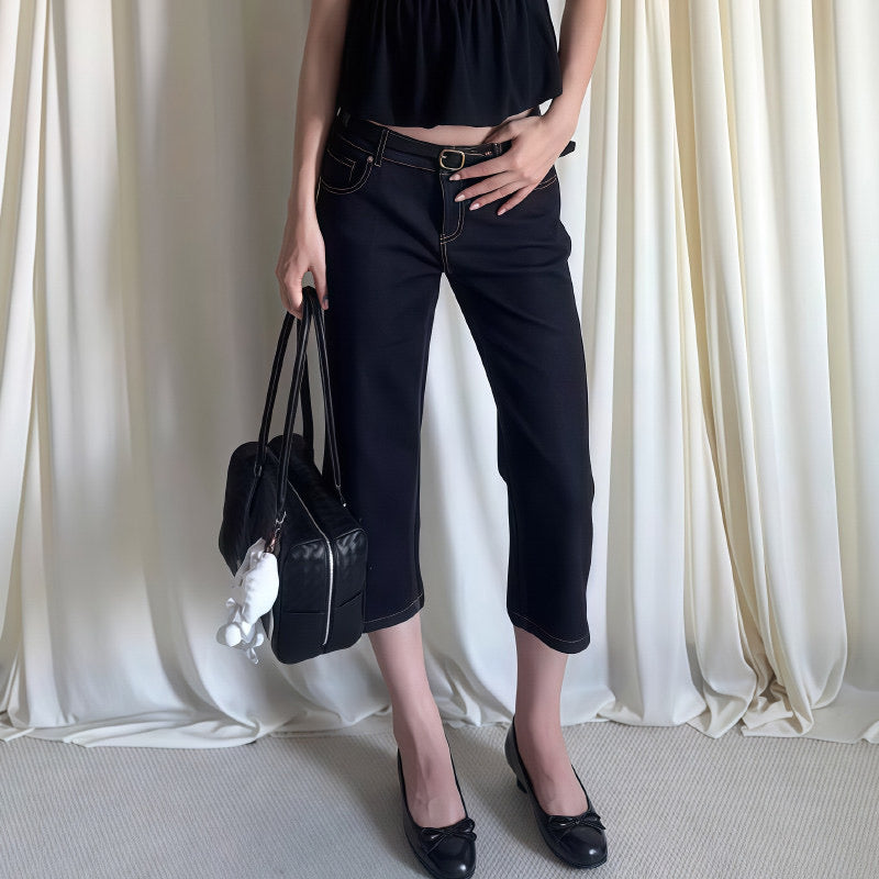 Dark Navy Denim Slim Crop Jeans