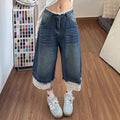 Lace Wide Hem Short Jeans