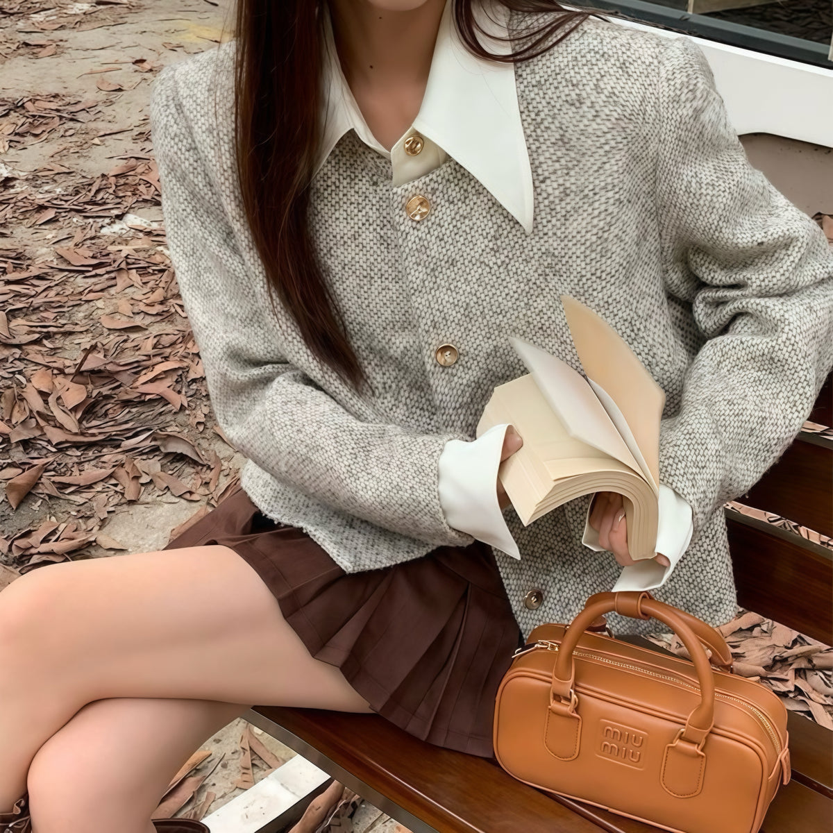 Grey Tweed Gold Button Jacket