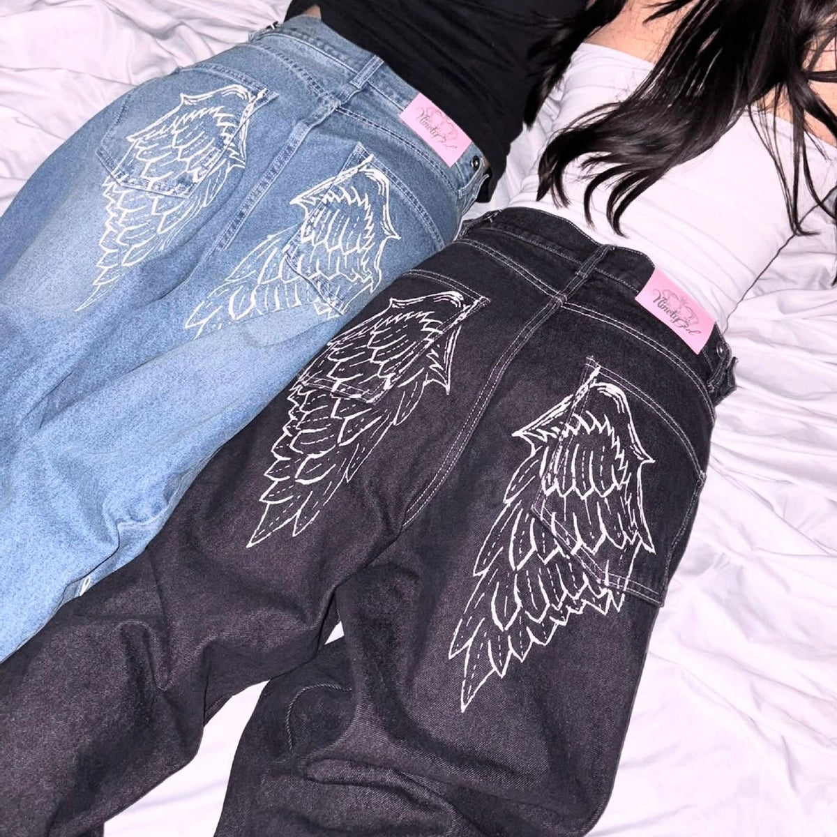 Angel Wings Y2K Baggy Denim Jeans