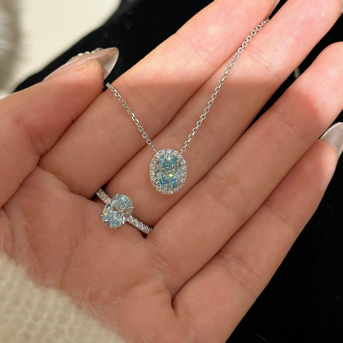 Aquamarine Oval Fine Jewellery Set