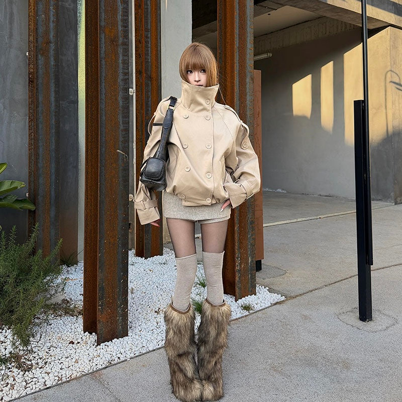 Short High Button Trench Coat