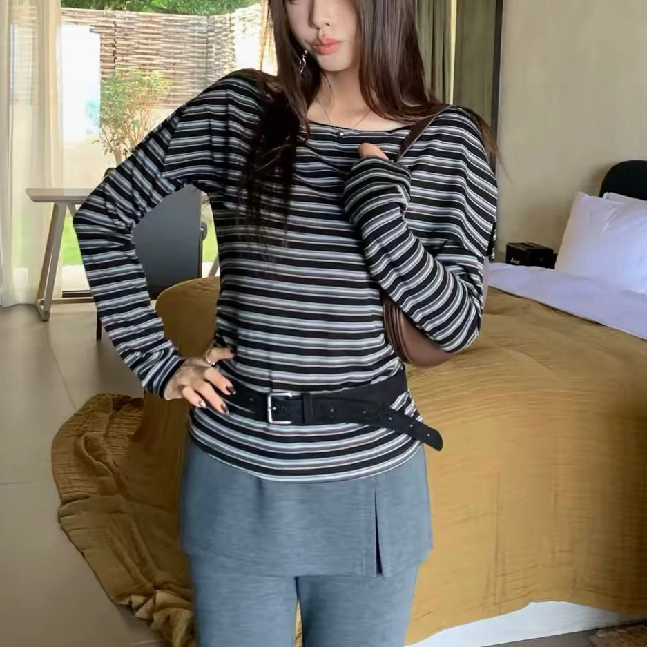 Stripe Horizontal Long-Sleeve Top