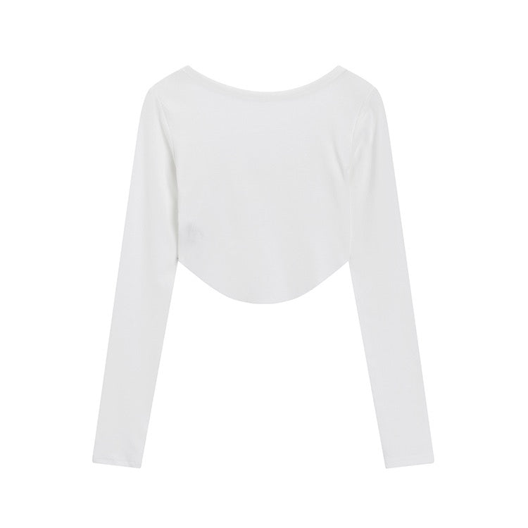 White Long-Sleeve Crop Top