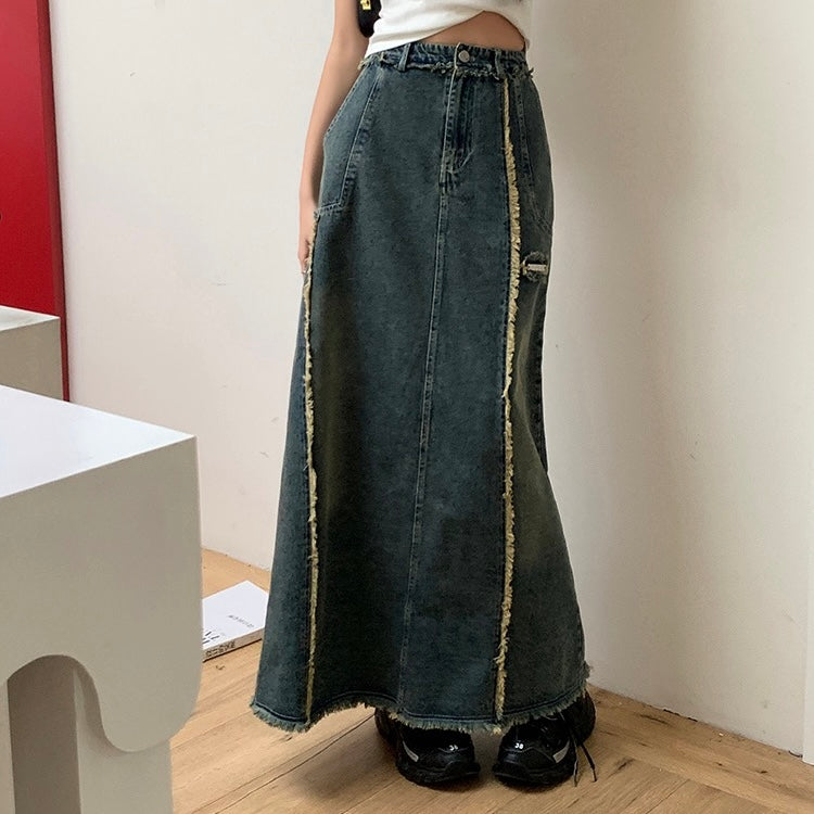 Denim Blue Tether Maxi Pencil Skirt