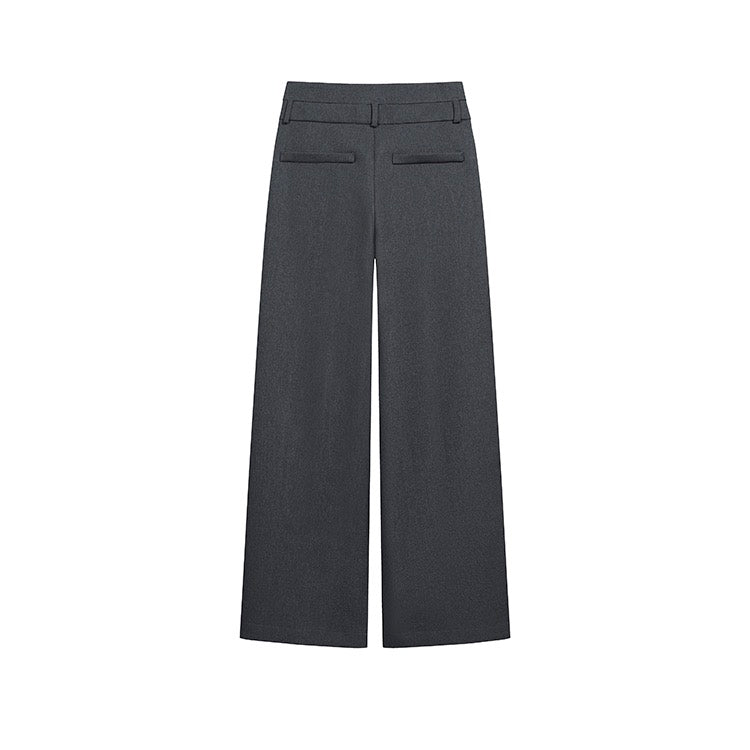 Grey Loose Straight Trousers