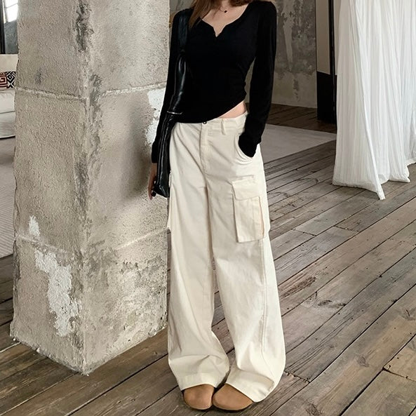 White Pocket Cargo Pants