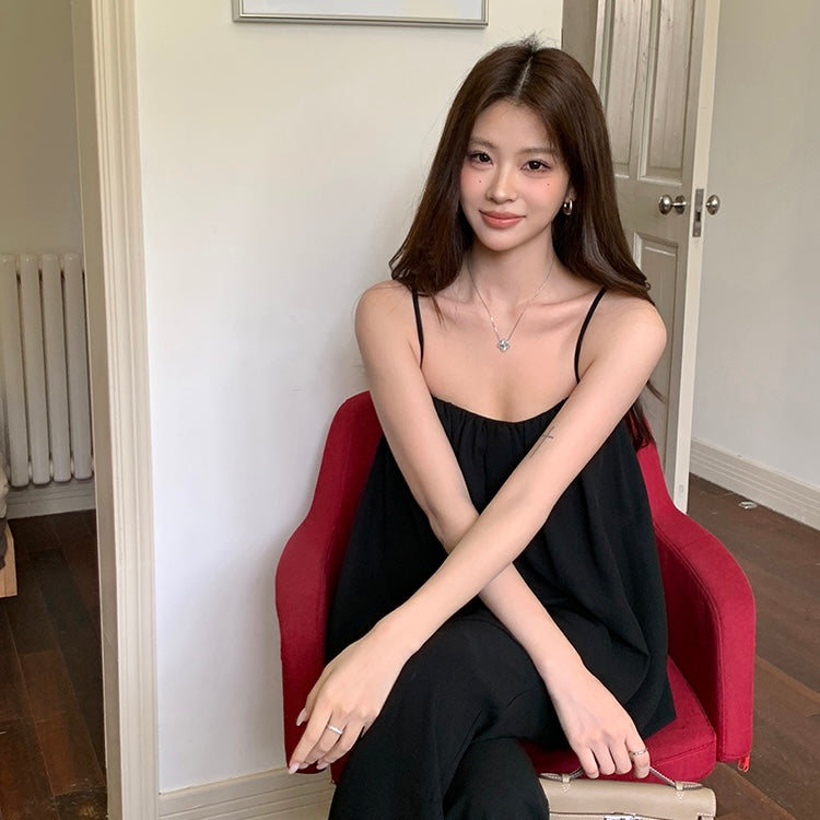 Black Babydoll Camisole Pants Set