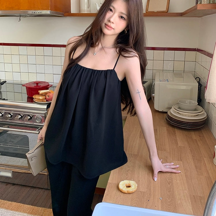Black Babydoll Camisole Pants Set