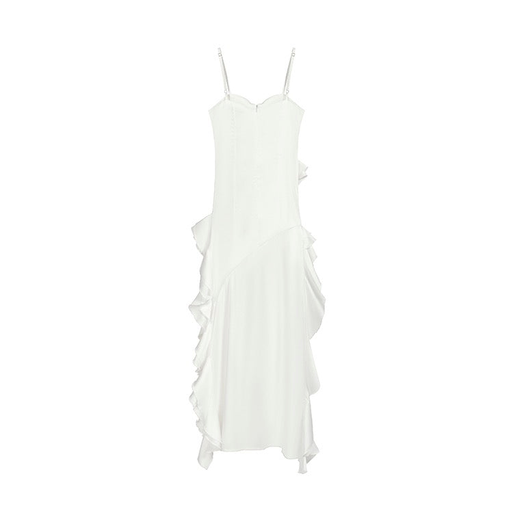 White Long Ruffle Boho Dress