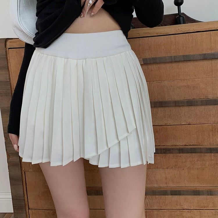 Pleated Asymmetric Skirt