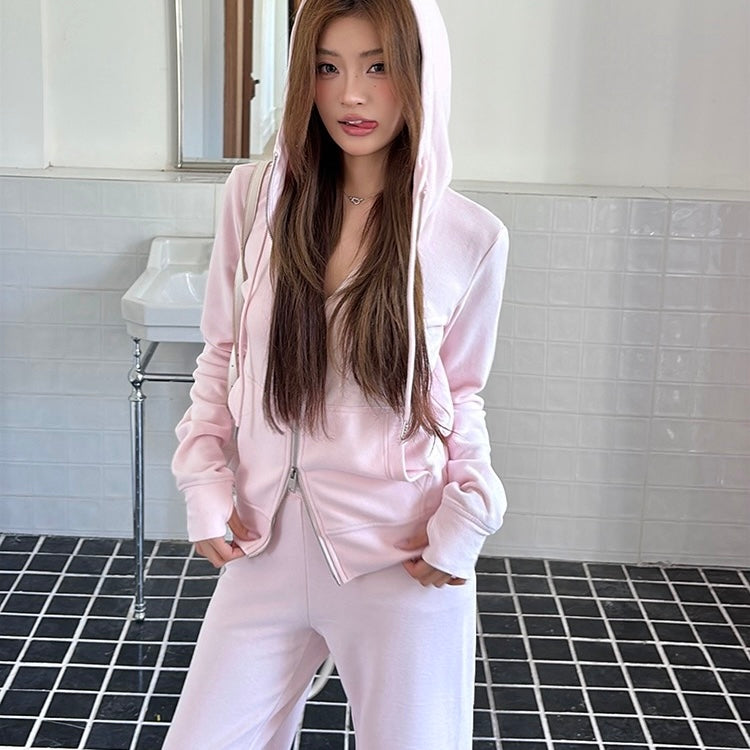 Mid Zipper Hoodie Track Set