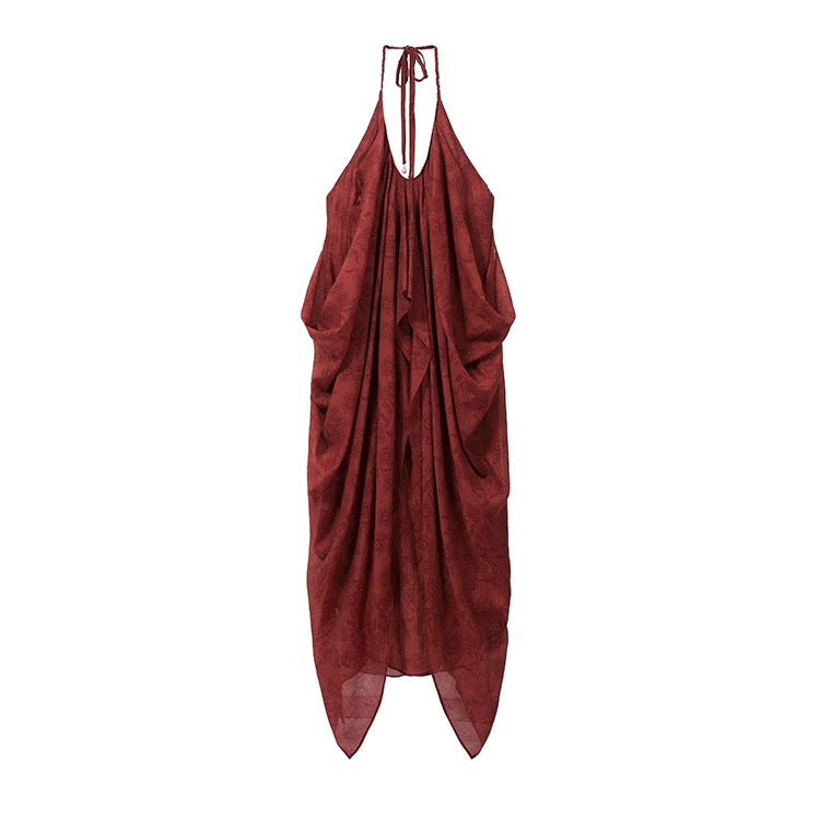 Backless Thin Strap Halter Parachute Dress