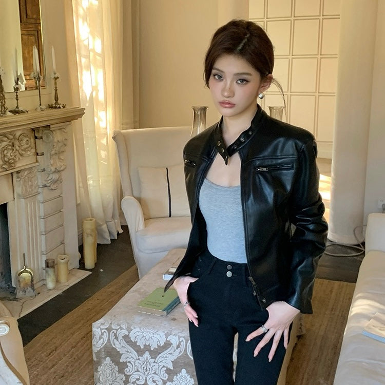Black Faux Leather Biker Jacket