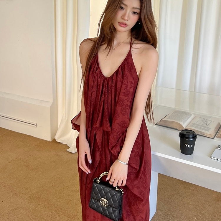 Backless Thin Strap Halter Parachute Dress