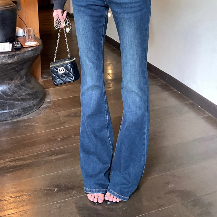 Dark Blue Denim Boot Leg Jeans
