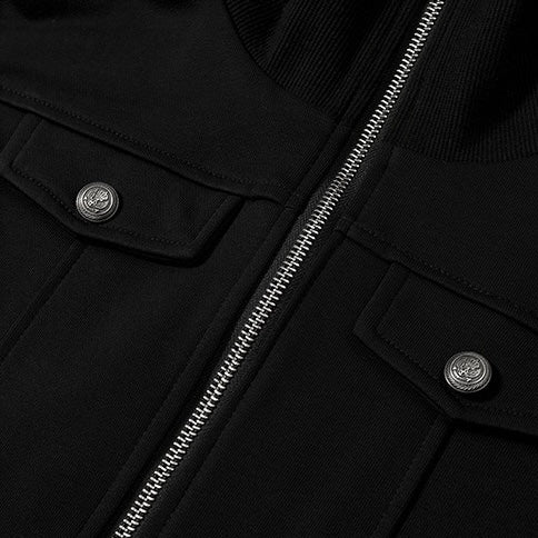 Black High Zip Pocket Jacket