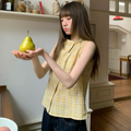 Yellow Plaid Sleeveless Top