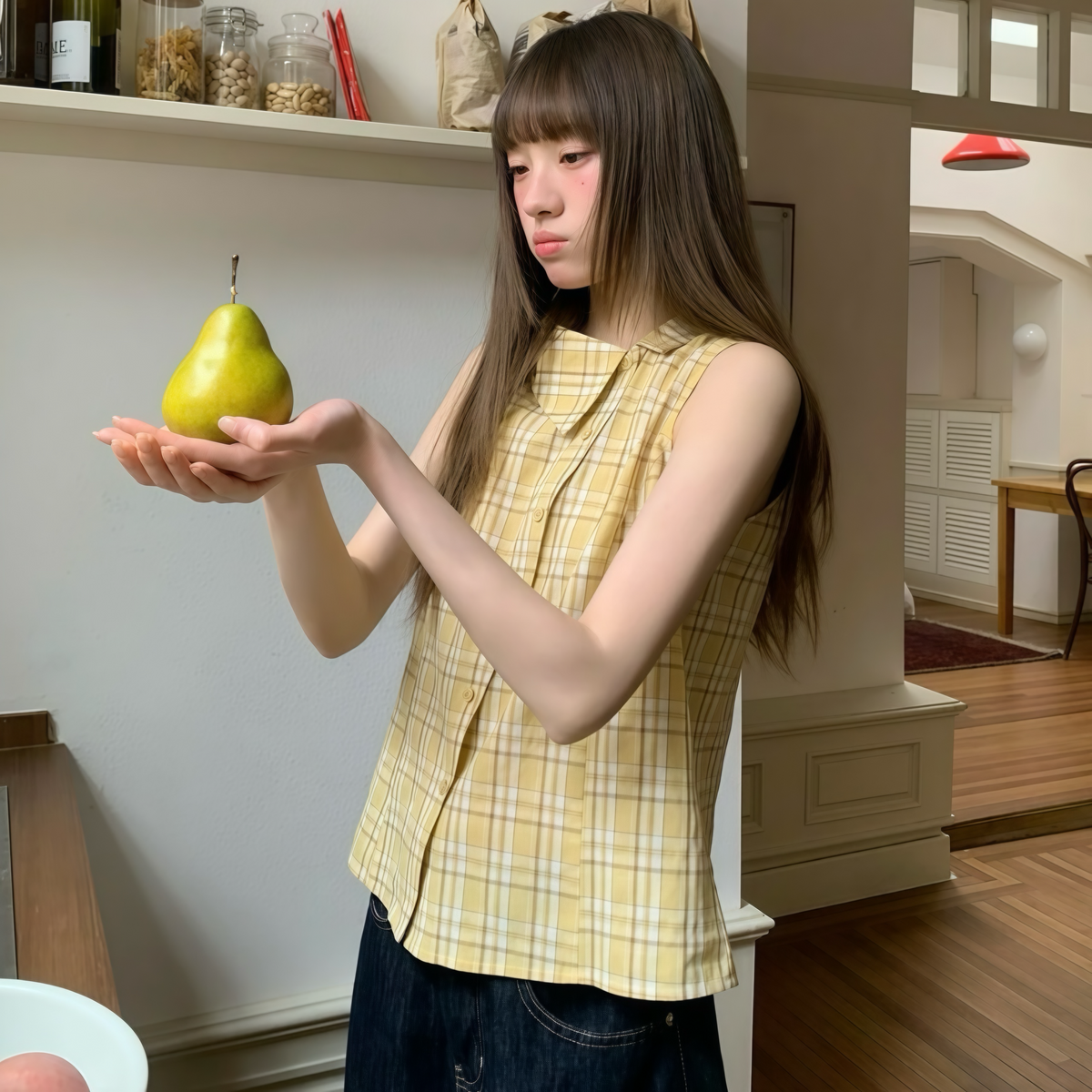 Yellow Plaid Sleeveless Top