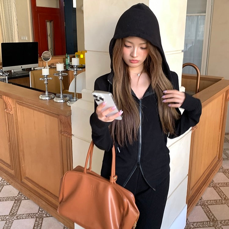 Mid Zipper Hoodie Track Set