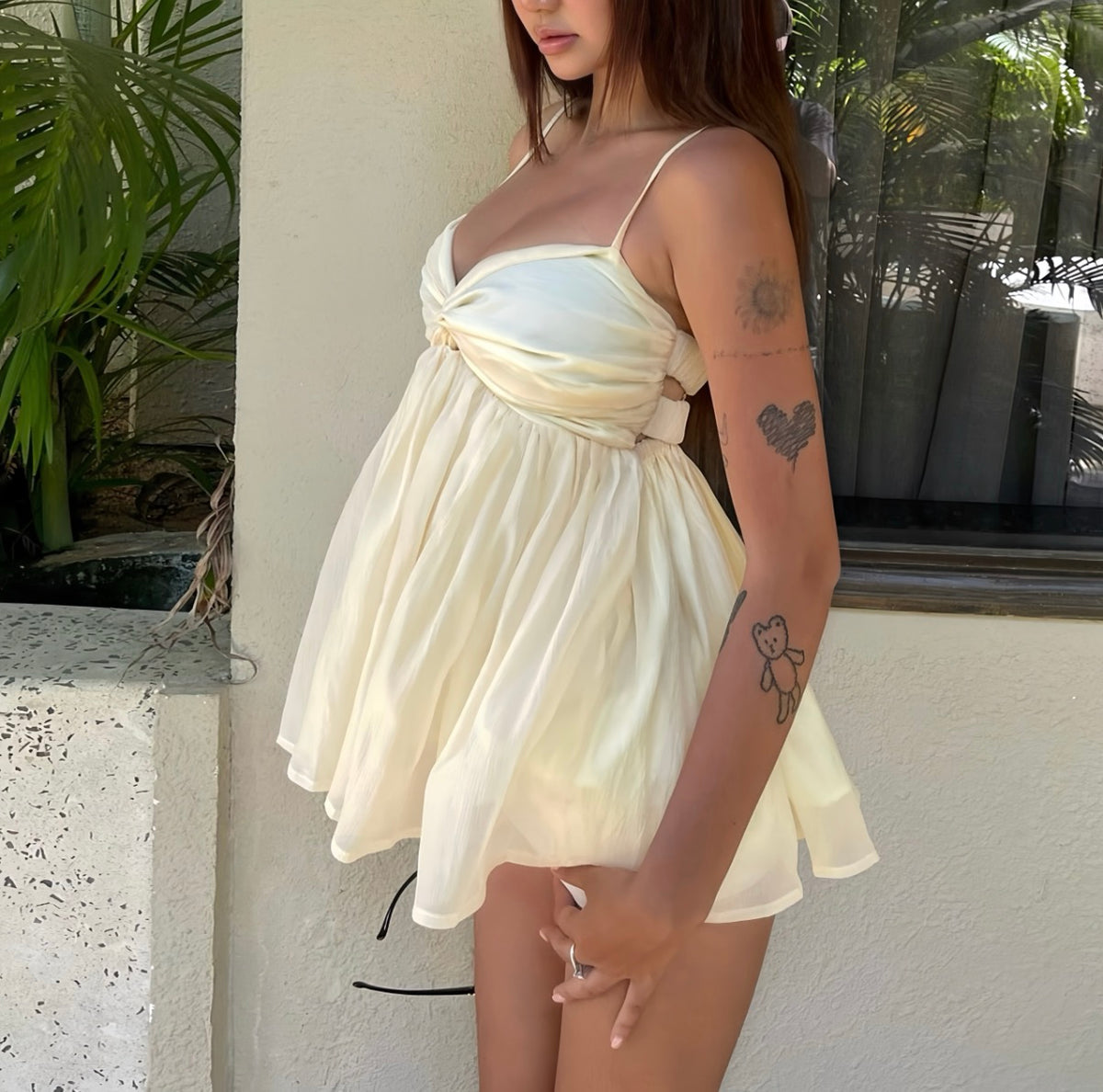 Light Yellow Twist Babydoll Camisole